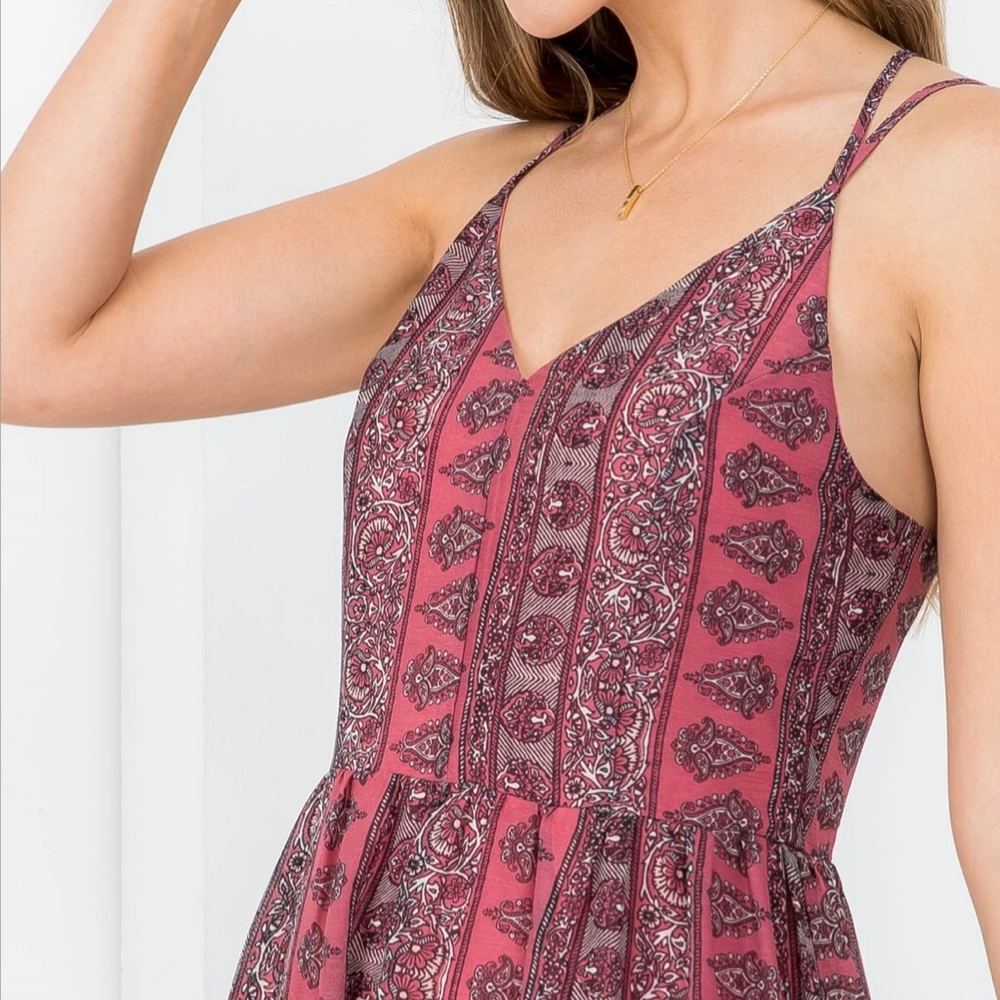 DOE & RAE Boho Chic Pink Cross Back Maxi Dress - Picture 2 of 9